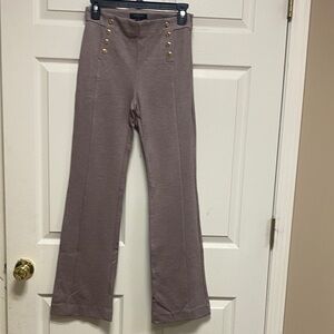 Ann Taylor Taupe 0 petite high waisted trousers with gold  Button detailing.